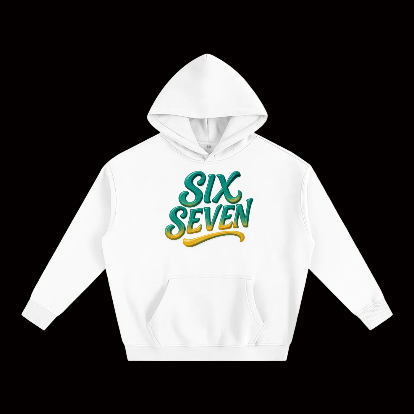 SixSeven Oversized Fleece Hoodie – Heritage Script Gold Teal]