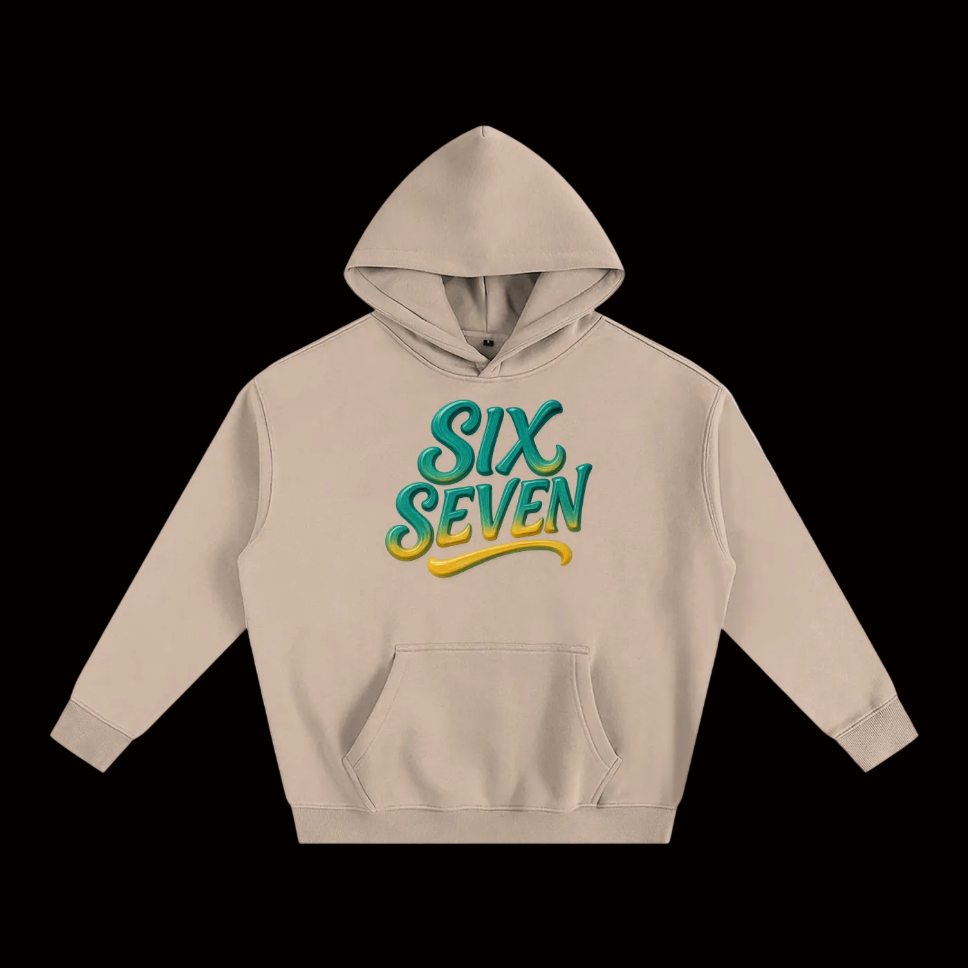 SixSeven Oversized Fleece Hoodie – Heritage Script Gold Teal]