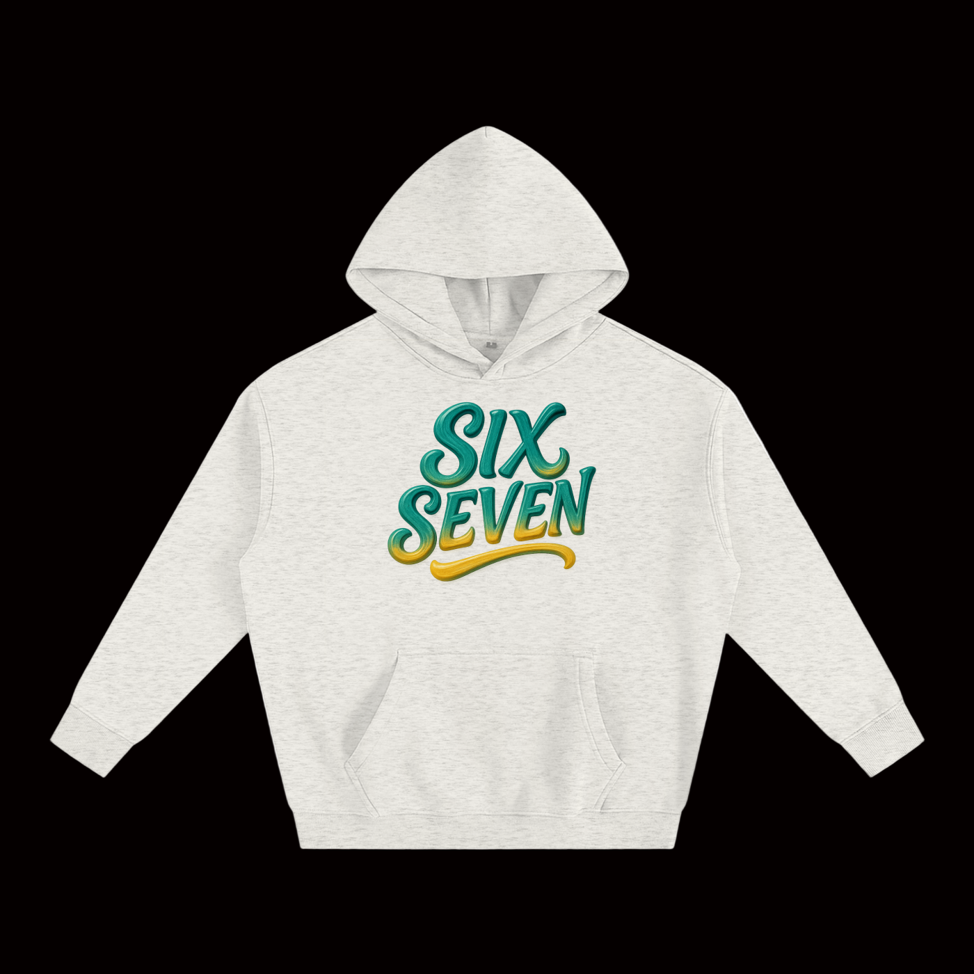 SixSeven Oversized Fleece Hoodie – Heritage Script Gold Teal]