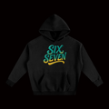 SixSeven Oversized Fleece Hoodie – Heritage Script Gold Teal]