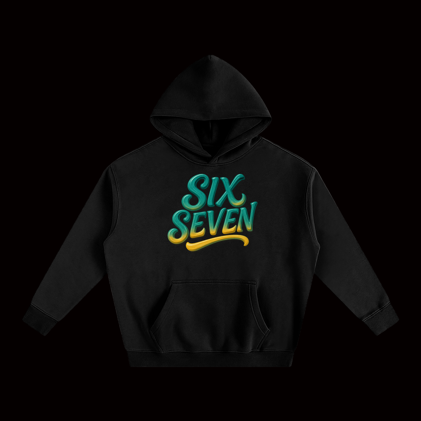 SixSeven Oversized Fleece Hoodie – Heritage Script Gold Teal]