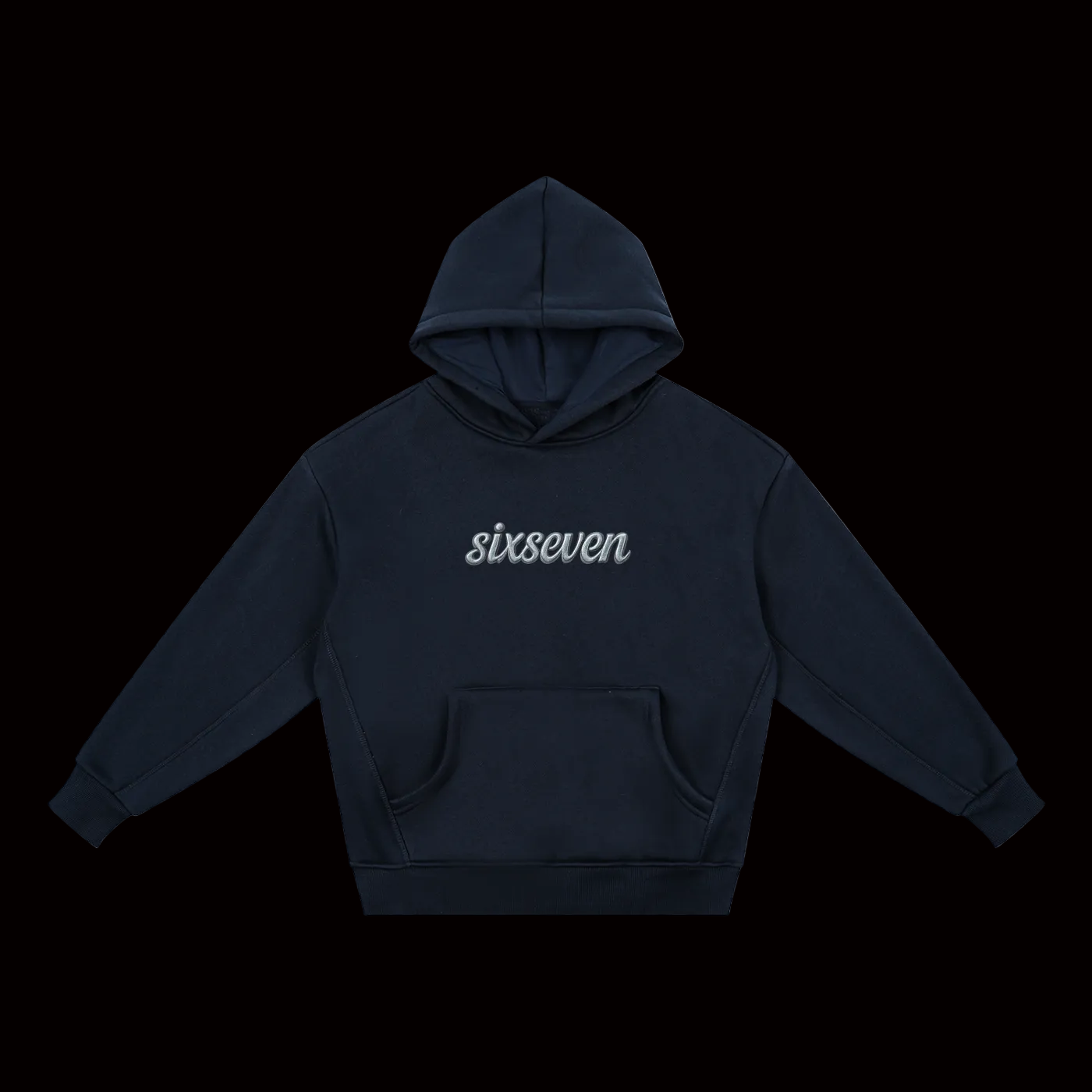 Navy hoodie with 'sixseven' logo 
